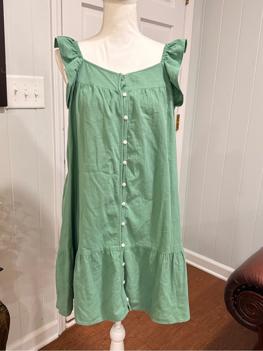 Universal Thread Sage Green Button-Front Midi Sundress